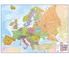 Europos politinis sieninis žemėlapis 1:4,2 mln, 100x139 cm, laminuotas, su metaliniais laikikliais