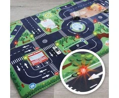 Kilimas su keliais ir šviesoforais, kurie šviečia ir keičia spalvas! +3 automobiliukai