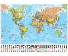 Pasaulio politinis žemėlapis 53×68cm, 1:60 mln, laminuotas, su metaliniais laikikliais