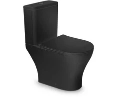 Unitazas Vento Harstad Rimless, išleidimo anga apačioje, 6/3l su Duroplast Soft Close dangteliu juodas