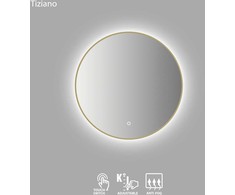 Vonios veidrodis VENTO TIZIANO, LED 2700-6500K, antiras., sens. jung., auks. rėmu, Ø60 cm