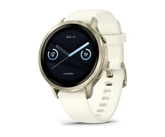 Išmanusis laikrodis Garmin Venu® 4 - 41 mm | spalva: pilkšvos aukso spalvos su kreminės spalvos silikoniniu dirželiu (010-03013-00)
