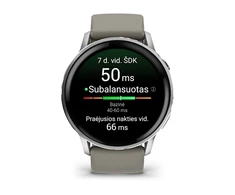 Išmanusis laikrodis Garmin Venu® 4 - 45 mm | spalva: sidabro spalvos su sidabrinės pilkos spalvos silikoniniu dirželiu (010-03014-01)