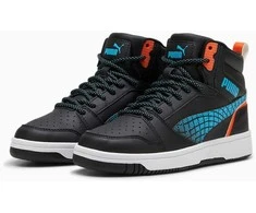 Puma Avalynė Paaugliams Rebound V6 Mid Techie Bud Juodas Mėlyna Oranžinis 397945 02
