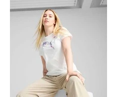 Puma Palaidinė Moterims Graphics Floral Cat Logo Tee Baltas 685081 02