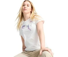 Puma Palaidinė Moterims Graphics Floral Cat Logo Tee Baltas 685081 02
