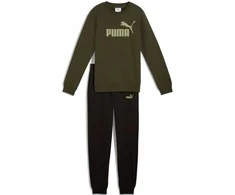 Puma Sportinis Kostiumas Paaugliams Ess No.1 Logo Crew Sweat Fl Žalias Juodas 689721 70