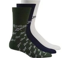 Reebok Kojinės Cl Fo Crew Sock 3P Žalias Mėlyna Baltas GD1034