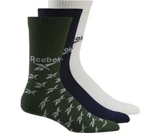 Reebok Kojinės Cl Fo Crew Sock 3P Žalias Mėlyna Baltas GD1034