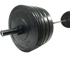 Bumper svarmenų ir štangos komplektas STRONGMAN (Svoris: 150 kg)