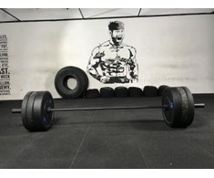 Bumper svarmenų ir štangos komplektas STRONGMAN Premium (Svoris: 90 kg )
