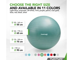 Gimnastikos kamuolys TUNTURI Gymball 90cm, Petrol, Anti Burst