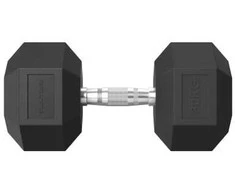 Hanteliai TUNTURI Platinum Hex Rubber Dumbbell, 1-50kg (Svoris: 1 x 30 kg)
