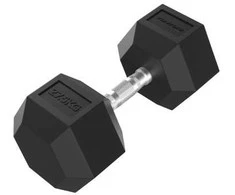 Hanteliai TUNTURI Platinum Hex Rubber Dumbbell, 1-50kg (Svoris: 1 x 27,5kg)