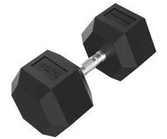 None Hanteliai TUNTURI Platinum Hex Rubber Dumbbell, 1-50kg (Svoris: 1 x 40 kg)