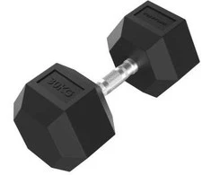 Hanteliai TUNTURI Platinum Hex Rubber Dumbbell, 1-50kg (Svoris: 1 x 30 kg)