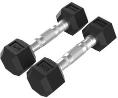 Hanteliai TUNTURI Platinum Hex Rubber Dumbbell, 1-50kg (Svoris: 2 x 2kg)