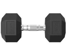 Hanteliai TUNTURI Platinum Hex Rubber Dumbbell, 1-50kg (Svoris: 1 x 15 kg)