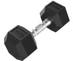 Hanteliai TUNTURI Platinum Hex Rubber Dumbbell, 1-50kg (Svoris: 1 x 10 kg)