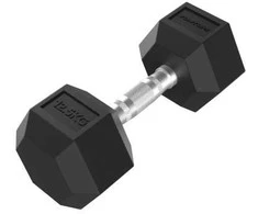 Hanteliai TUNTURI Platinum Hex Rubber Dumbbell, 1-50kg (Svoris: 1 x 12,5kg)