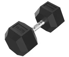 Hanteliai TUNTURI Platinum Hex Rubber Dumbbell, 1-50kg (Svoris: 1 x 32,5kg)