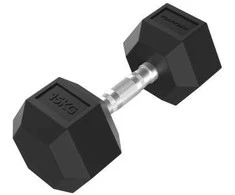 Hanteliai TUNTURI Platinum Hex Rubber Dumbbell, 1-50kg (Svoris: 1 x 15 kg)