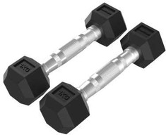 Hanteliai TUNTURI Platinum Hex Rubber Dumbbell, 1-50kg (Svoris: 2 x 1kg)
