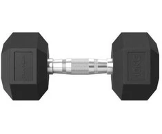 Hanteliai TUNTURI Platinum Hex Rubber Dumbbell, 1-50kg (Svoris: 1 x 10 kg)