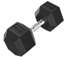 Hanteliai TUNTURI Platinum Hex Rubber Dumbbell, 1-50kg (Svoris: 1 x 22,5kg)
