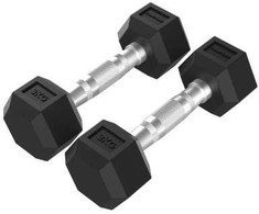 Hanteliai TUNTURI Platinum Hex Rubber Dumbbell, 1-50kg (Svoris: 2 x 3kg)