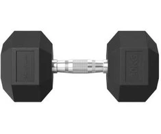 Hanteliai TUNTURI Platinum Hex Rubber Dumbbell, 1-50kg (Svoris: 1 x 20 kg)