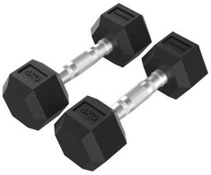 Hanteliai TUNTURI Platinum Hex Rubber Dumbbell, 1-50kg (Svoris: 2 x 4kg)