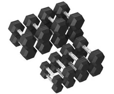 None Hantelių rinkinys TUNTURI Platinum Hex Rubber Dumbbell Set, 2,5-20kg