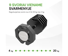 None Reguliuojamo svorio svarmuo / hantelis Tunturi Rapid Adjustable Dumbbell 20 kg