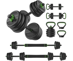 Svarmenų rinkinys TUNTURI Vinyl Barbell &amp; Dumbbell set (20 / 28 kg) (Svoris: 20 kg)