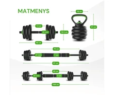 Svarmenų rinkinys TUNTURI Vinyl Barbell &amp; Dumbbell set (20 / 28 kg) (Svoris: 20 kg)
