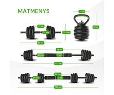 Svarmenų rinkinys TUNTURI Vinyl Barbell &amp; Dumbbell set (20 / 28 kg) (Svoris: 28 kg)