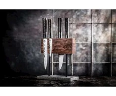Forged Dvipusis magnetinis peilių stovas STYLE DE VIE, riešutmedis