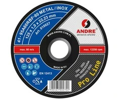 ANDRE METALO PJOVIMO DISKAS 125 x 1,0mm METAL/INOX PRO LINE 95A60RBF