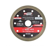 AW-Tools AWTOOLS DEIMANTINIS DISKAS 125×1,5×22,2 / TURBO PLONAS Juodas LINE