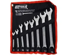 AW-Tools AWTOOLS KLUCZE PŁASKO-OCZKOWE KOMPLET 8elem. 6,8,10,12,13,15,17,19 mm
