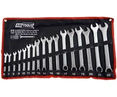 AW-Tools kombinuotų veržliarakčių rinkinys 17vnt. 6,7,8,9,10,11,12,13,14,15,16,17,18,19,20,21,22 mm
