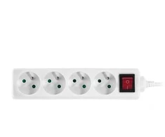 AW-Tools AWTOOLS NAMŲ pratęsimo kabelis, Baltas, 4 LIZDAI, 1,5 m, SU ĮŽEMINIMU, JUNGIKLIU
