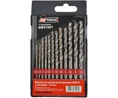 Grąžtas AW-Tools AWTOOLS WIERTŁA DO METALU HSS-G KOMPLET 13elem. /1,5-6,5mm/