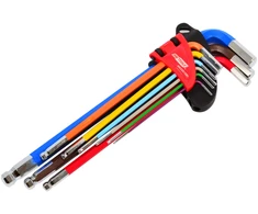 AW-Tools AWTOOLS RAKTAI ŠEŠIAKAMPIAI HEX / 1,5-10,0mm / 9vnt. SPALVOTI SU RUTULINE GALVUTE ILGI Juodas LINE