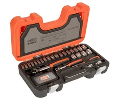 Bahco Galvučių rinkinys 1/4"+3/8" 4-21mm galvutėms, siauroms terkšlėms + ilgiems ir trumpiems antgaliams. 91vnt