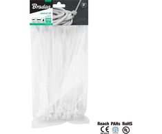 BRADAS PLASTIKINIS KABELIŲ SURIŠIKLIS Baltas 2,5×160/100vnt