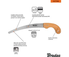 Bradas Pjūklas su medine rankena, 310 mm, šakoms pjauti KT-V1401