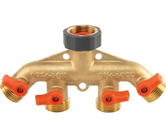 Bradas ROZDZIELACZ 4-DROŻNY GW 3/4"x GZ 3/4" MOSIĄDZ Z ZAWORAMI BRASS SOFT