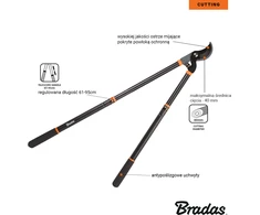 Bradas Krūmų genėjimo žirklės, teleskopinės, 61–95 cm ilgio, KT-V1210